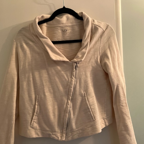 Loft off white/beige casual jacket with asymmetrical zipper - Picture 4 of 10